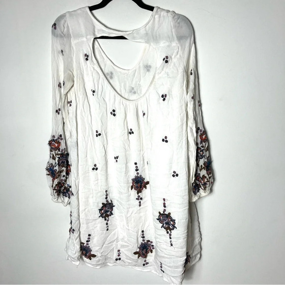 Free People Embroidered Oxford Swing Cut Out Mini Dress XS - Picture 5 of 7